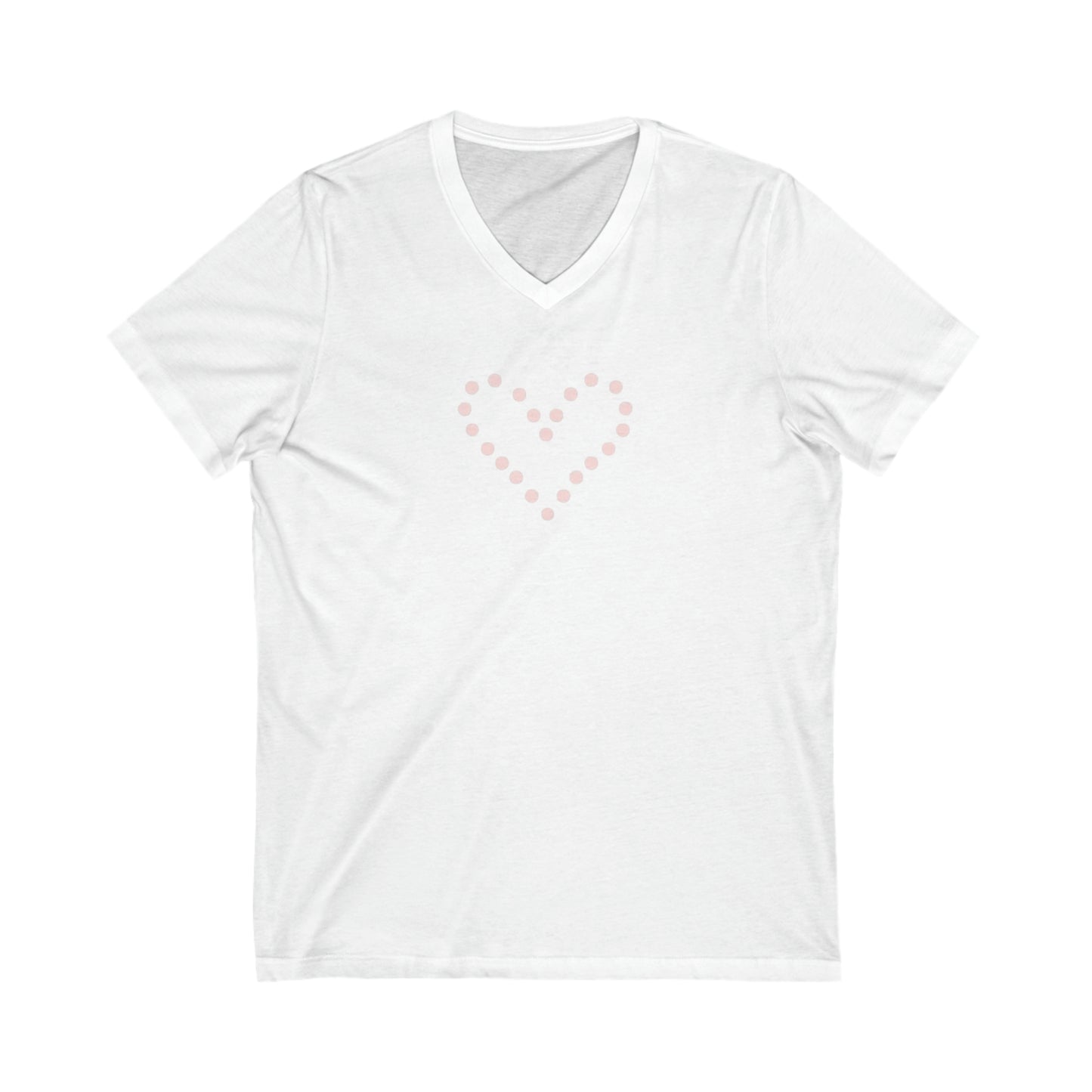 Dot Heart- Unisex Jersey Short Sleeve V-Neck Tee