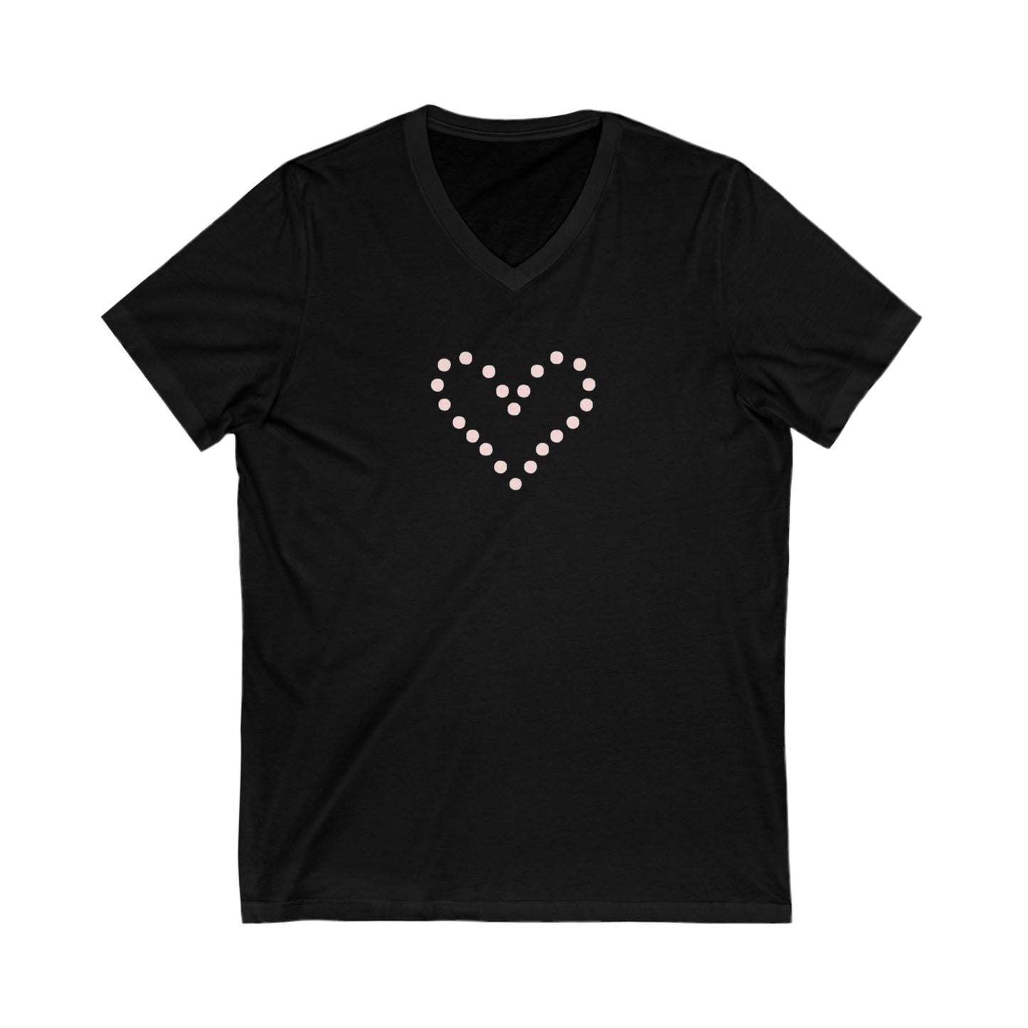 Dot Heart- Unisex Jersey Short Sleeve V-Neck Tee