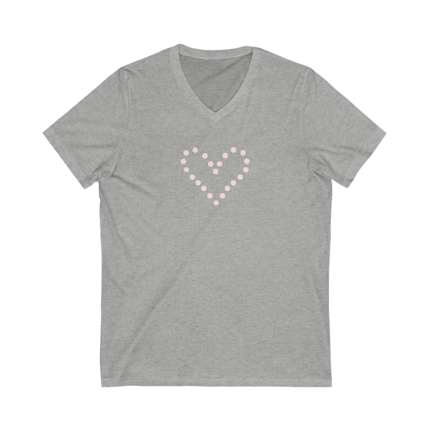 Dot Heart- Unisex Jersey Short Sleeve V-Neck Tee