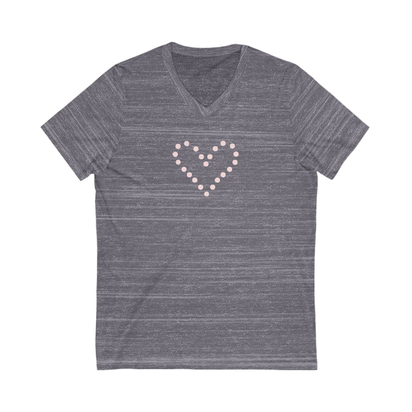 Dot Heart- Unisex Jersey Short Sleeve V-Neck Tee