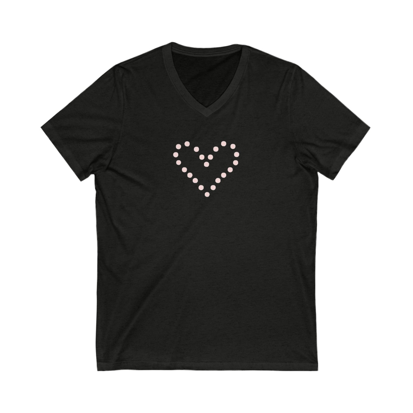 Dot Heart- Unisex Jersey Short Sleeve V-Neck Tee