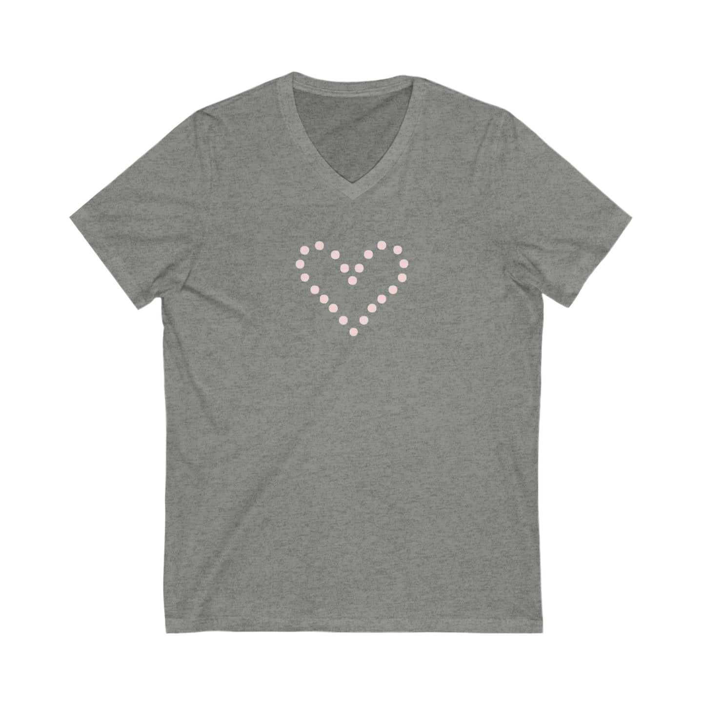 Dot Heart- Unisex Jersey Short Sleeve V-Neck Tee