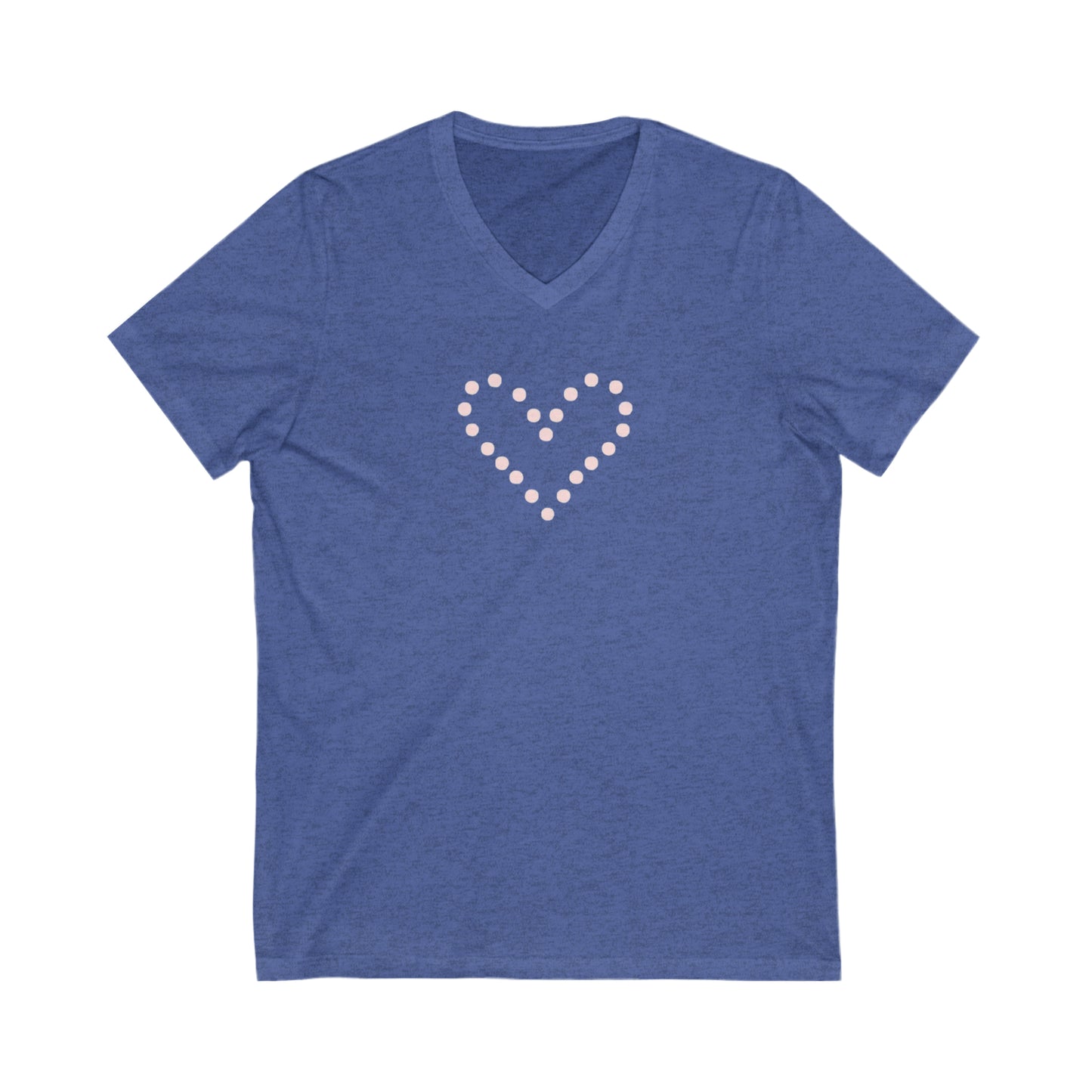 Dot Heart- Unisex Jersey Short Sleeve V-Neck Tee